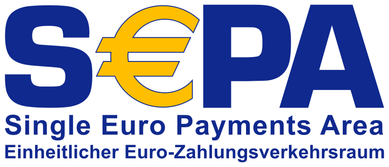 Sepa-Logo Mit Eurozeichen Und Text: Einheitlicher Euro-Zahlungsverkehrsraum, Einheitlicher Euro-Zahlungsverkehrsraum.