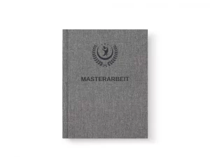 Graue Masterarbeit Mit Edler Leinenstruktur Und Schwarzer Prägung Auf Dem Cover – Druckerei Hemmersbach