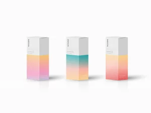 Drei Moderne Produktverpackungen Im Hochformat Mit Farbverlaufdesign In Pastelltönen – Druckerei Hemmersbach