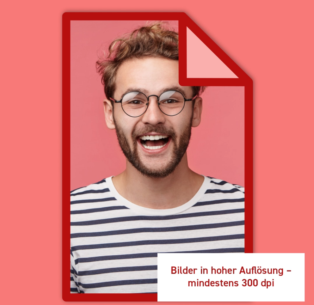 Mann Mit Brille Und Gestreiftem Hemd Lächelt, Roter Rahmen, Hinweis: Bilder In Hoher Auflösung - Mindestens 300 Dpi.