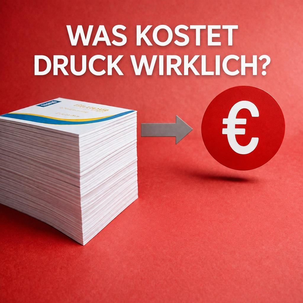 Gedruckte Kartenstapel Links, Pfeil Zur Euro-Münze Rechts Auf Rotem Hintergrund.