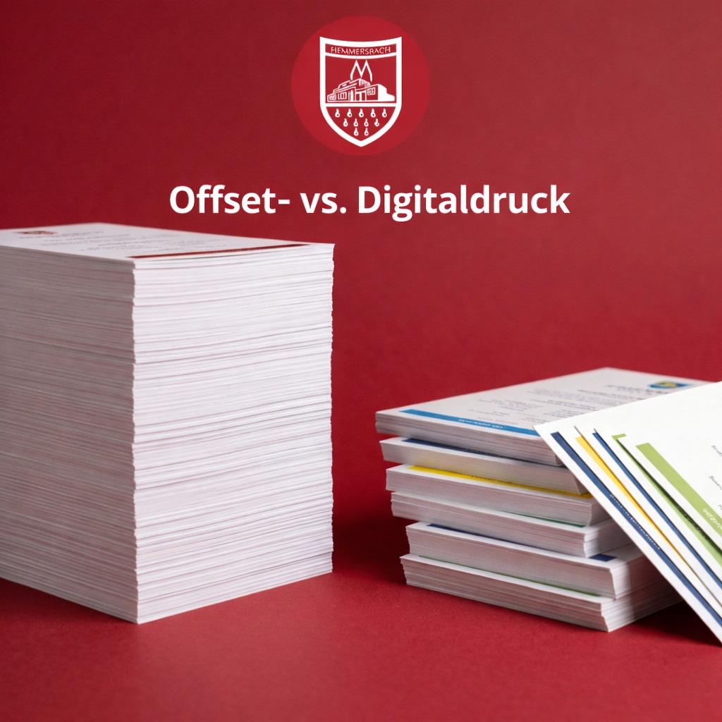 Zwei Unterschiedlich Hohe Papierstapel Liegen Auf Rotem Untergrund Mit Deutscher Beschriftung Und Einem Logo Darüber.